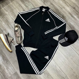  Quần áo thể thao adidas thu đông nam nữ logo in chất siêu dày bộ thể thao nam nữ 3 màu cơ bản phong cách 