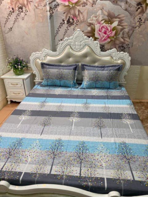 Chăn ga cotton hàn quốc thắng lợi set 4 món ga chun 2 vỏ gối đầu vỏ chăn