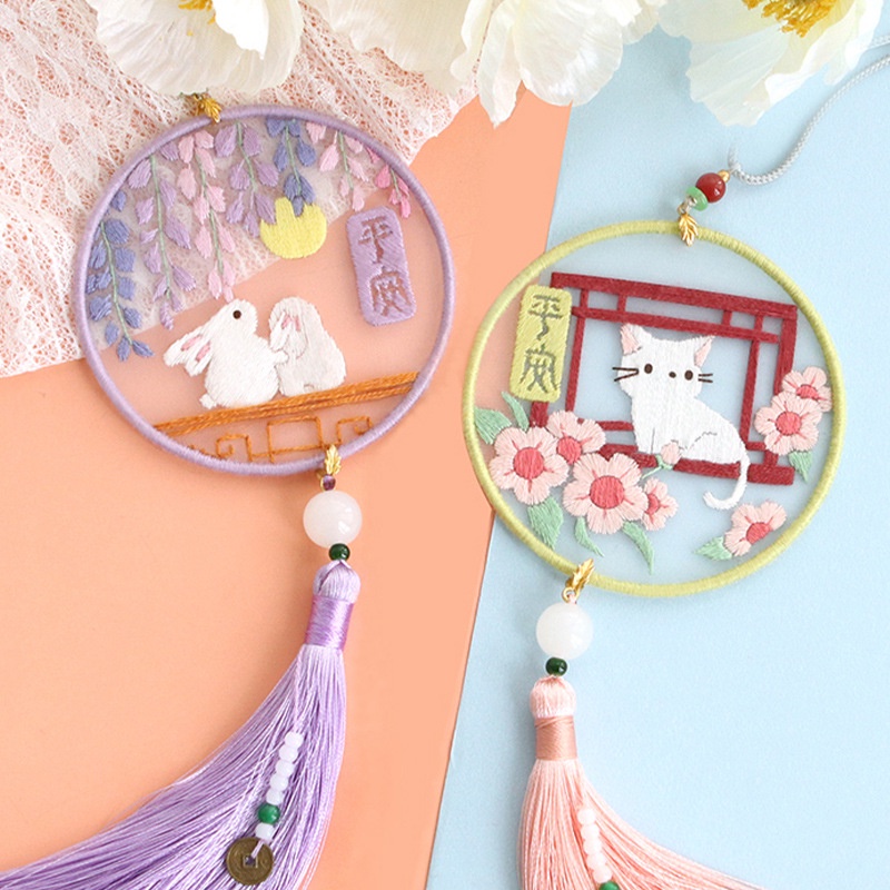 Kit DIY bộ tự thêu móc khóa trang trí Nhiều mẫu kiểu cổ trang