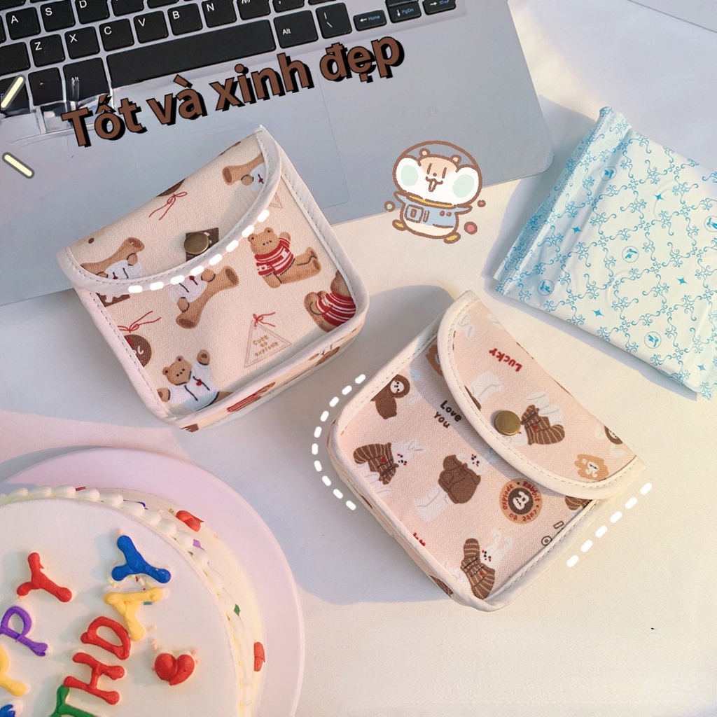 Túi đựng băng vệ sinh tiện lợi họa tiết hoạt hình dành cho bạn nữ