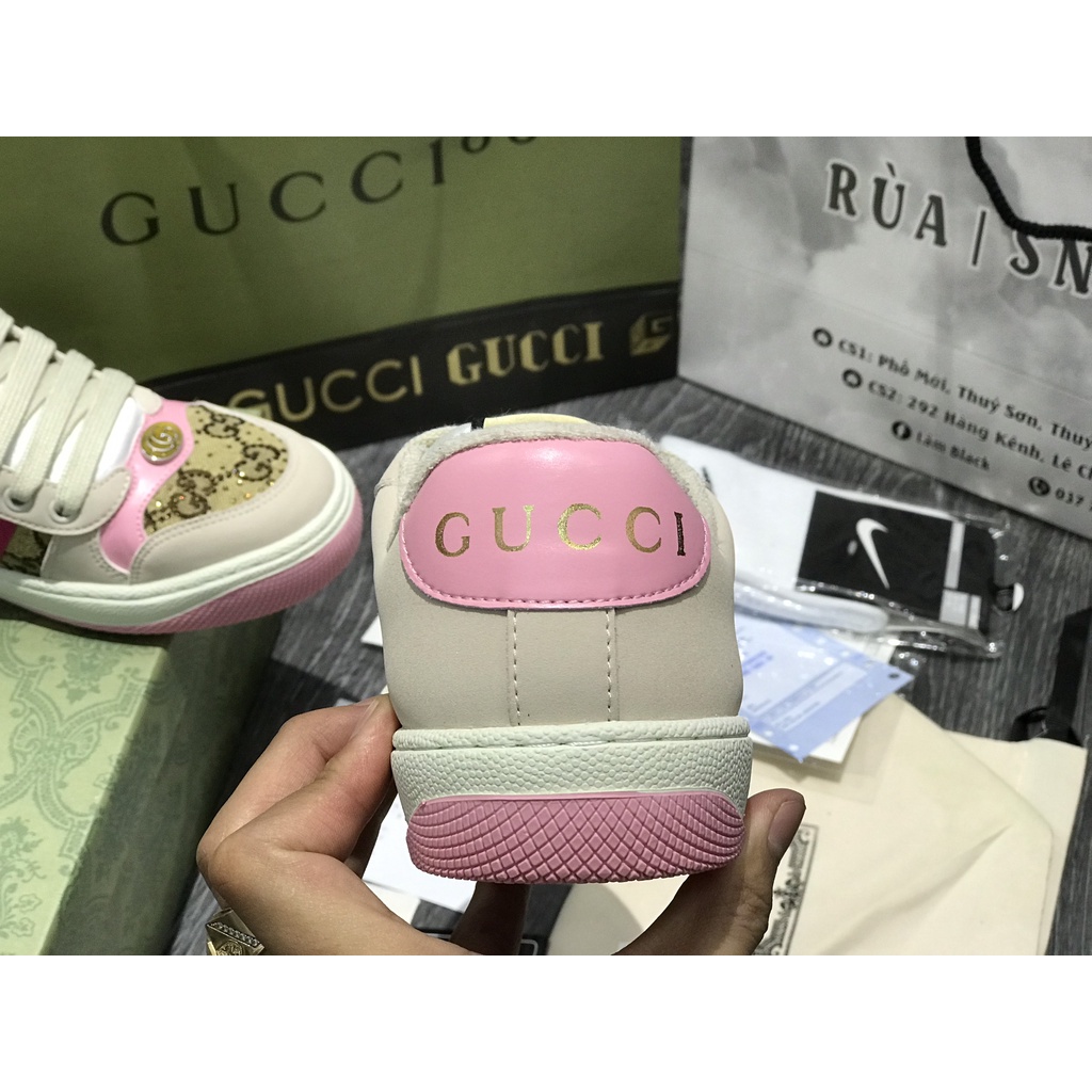 Siêu Phẩm Giày Thể Thao Sneaker Gu..CCi Hồng Đính Đá SIêu Xinh Cao Cấp Ảnh Thật + freeship + Tặng Tất