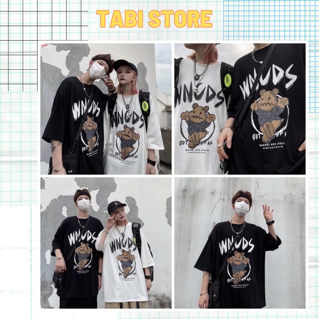 Áo thun tay lỡ dáng rộng dưới 75kg - Gấu WNCDS