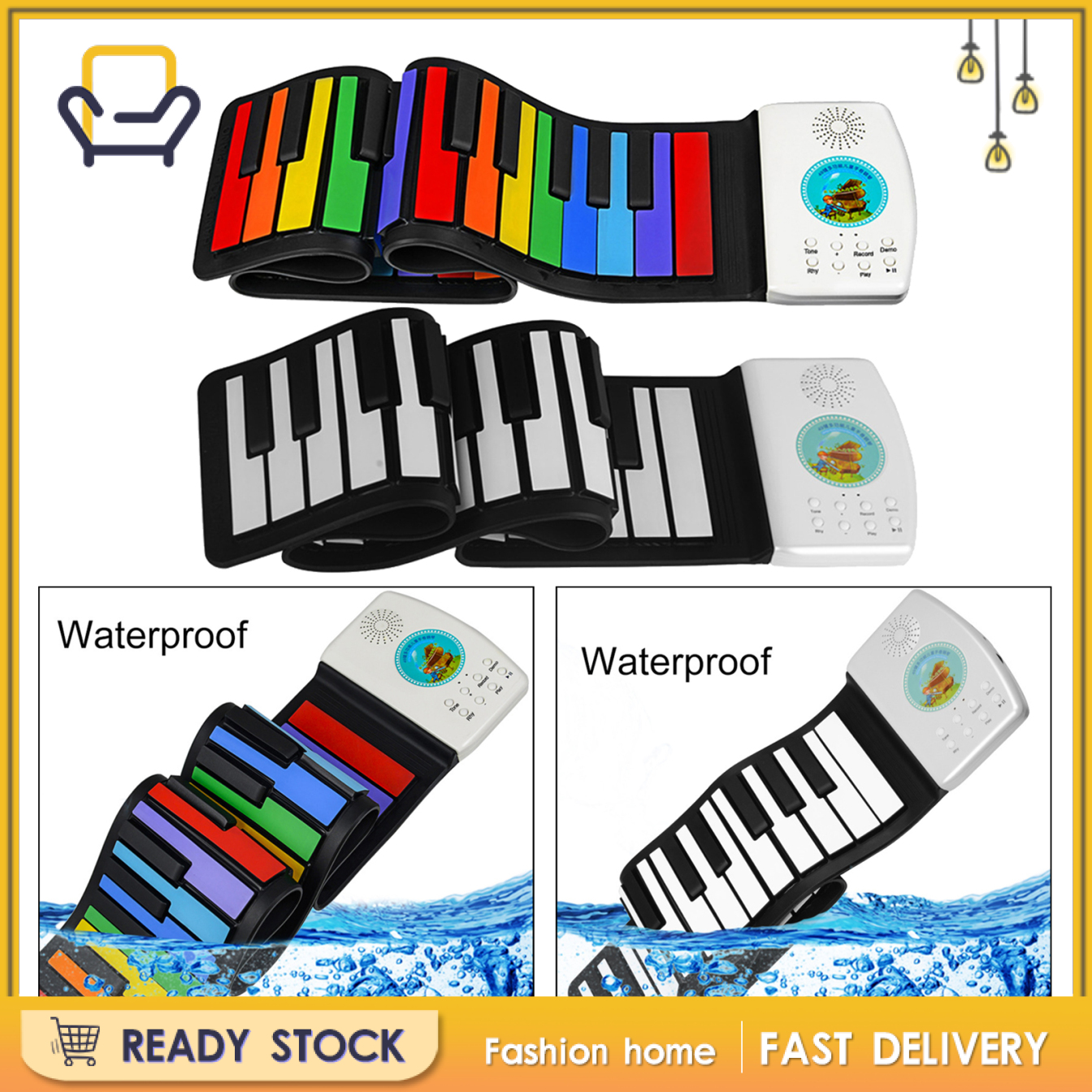 【Fashion home】Roll Up Piano Electric Digital Roll Up Keyboard Piano Gifts