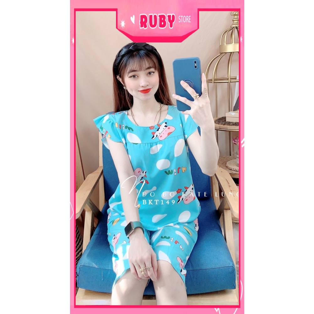 Đồ bộ nữ mặc nhà chất kate mềm mát in bò sữa hoạt hình dễ thương BKT149