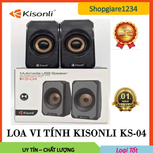 Loa vi tính 2.0 Kisonli KS-04 nhỏ gọn (Đen đồng) - Hàng chính hãng 100%