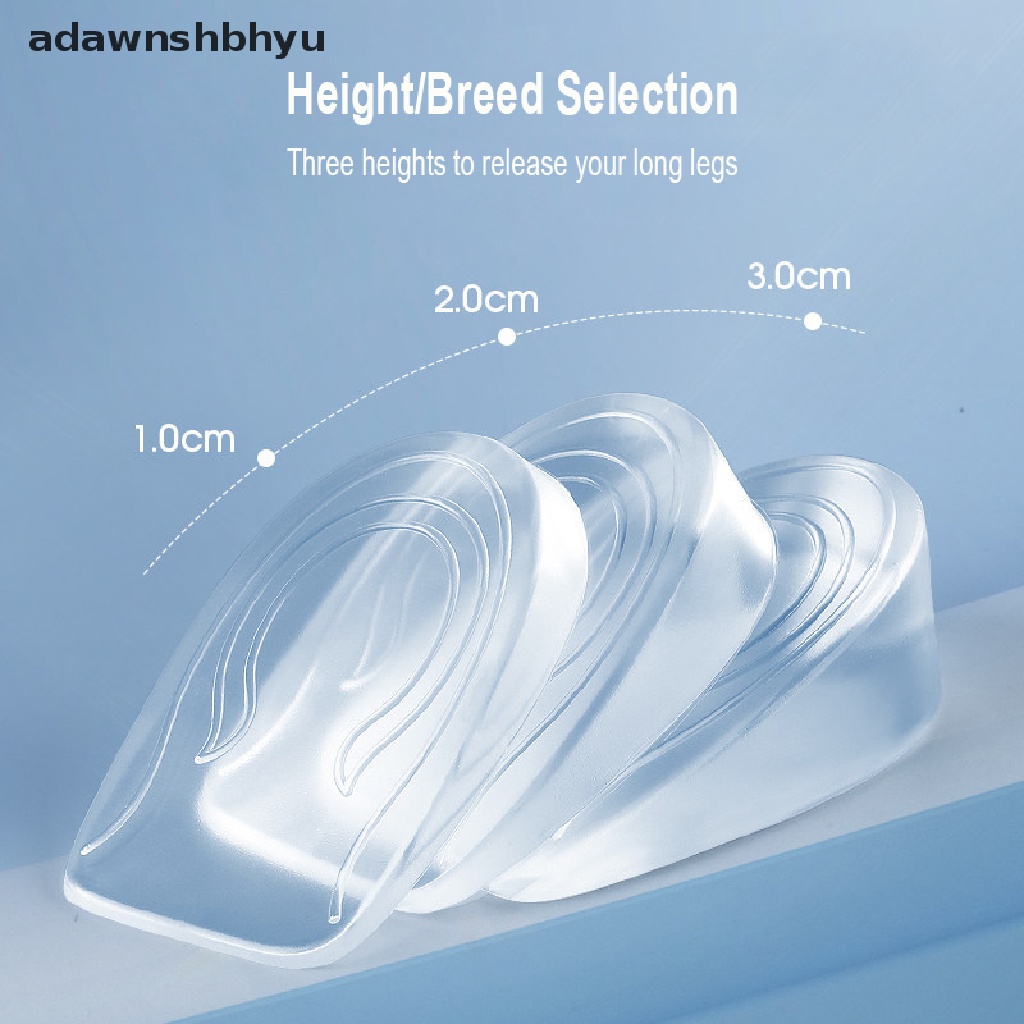 1 Cặp Đệm Silicone Gel Lót Giày Tăng Chiều Cao Co Giãn Hỗ Trợ Giảm Đau Cho Unisex