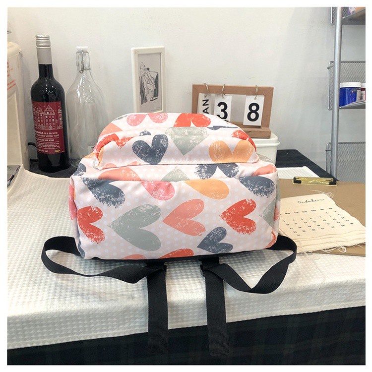 Ba Lô Học Sinh Siêu Nhẹ Phối Màu Sắc graffiti Phong Cách Hàn Quốc Dành Cho Nữ