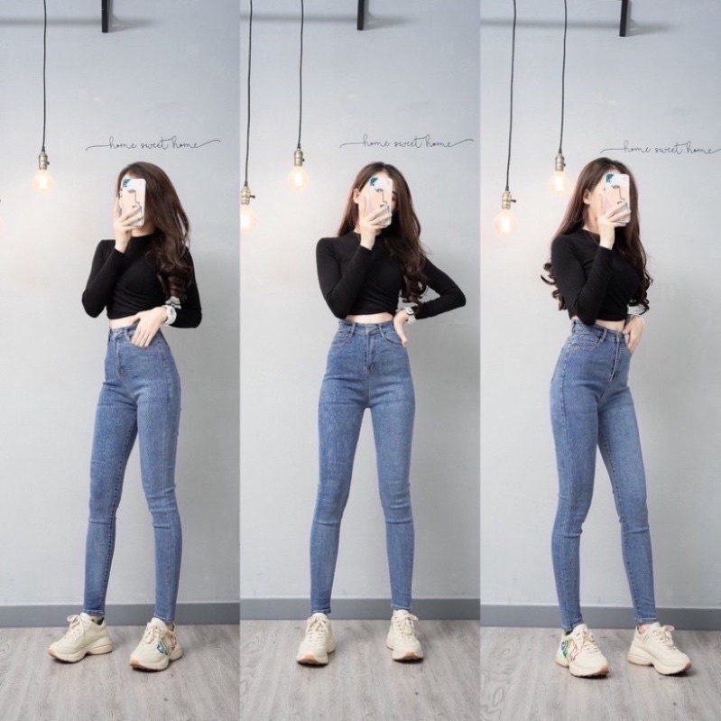 Quần Jean Nữ Ôm Trơn phong cách Hàn Quốc mặc lên tôn dáng siêu xinh