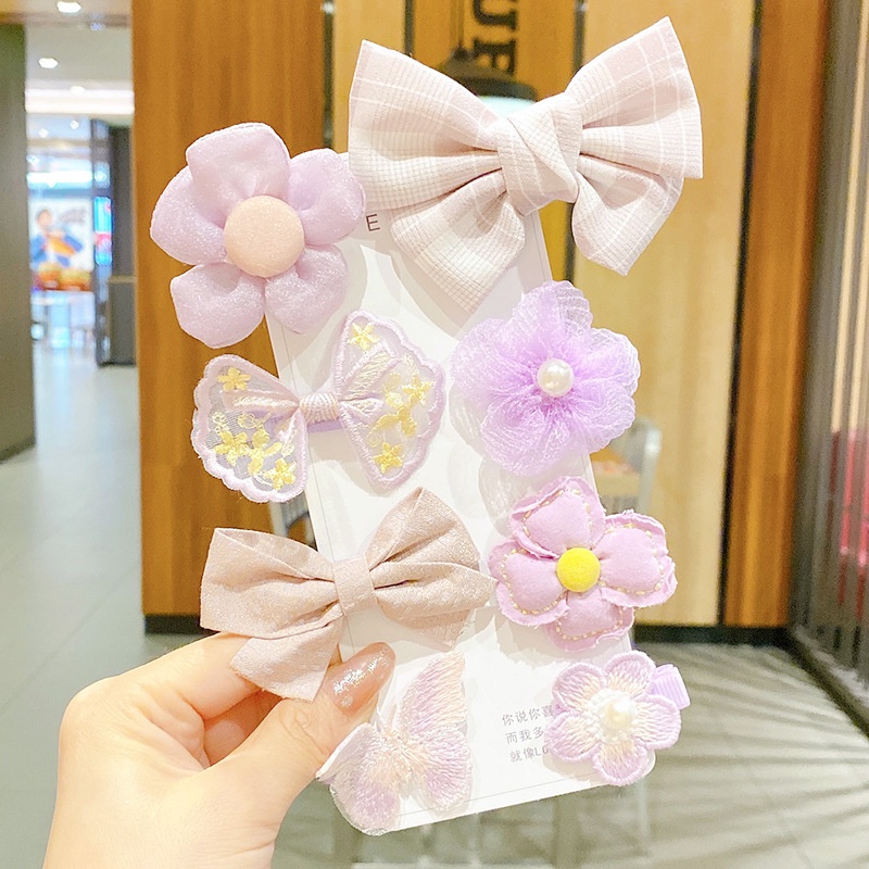 Bộ Kẹp Tóc Nơ Hoa Đáng Yêu Cho Bé Gái