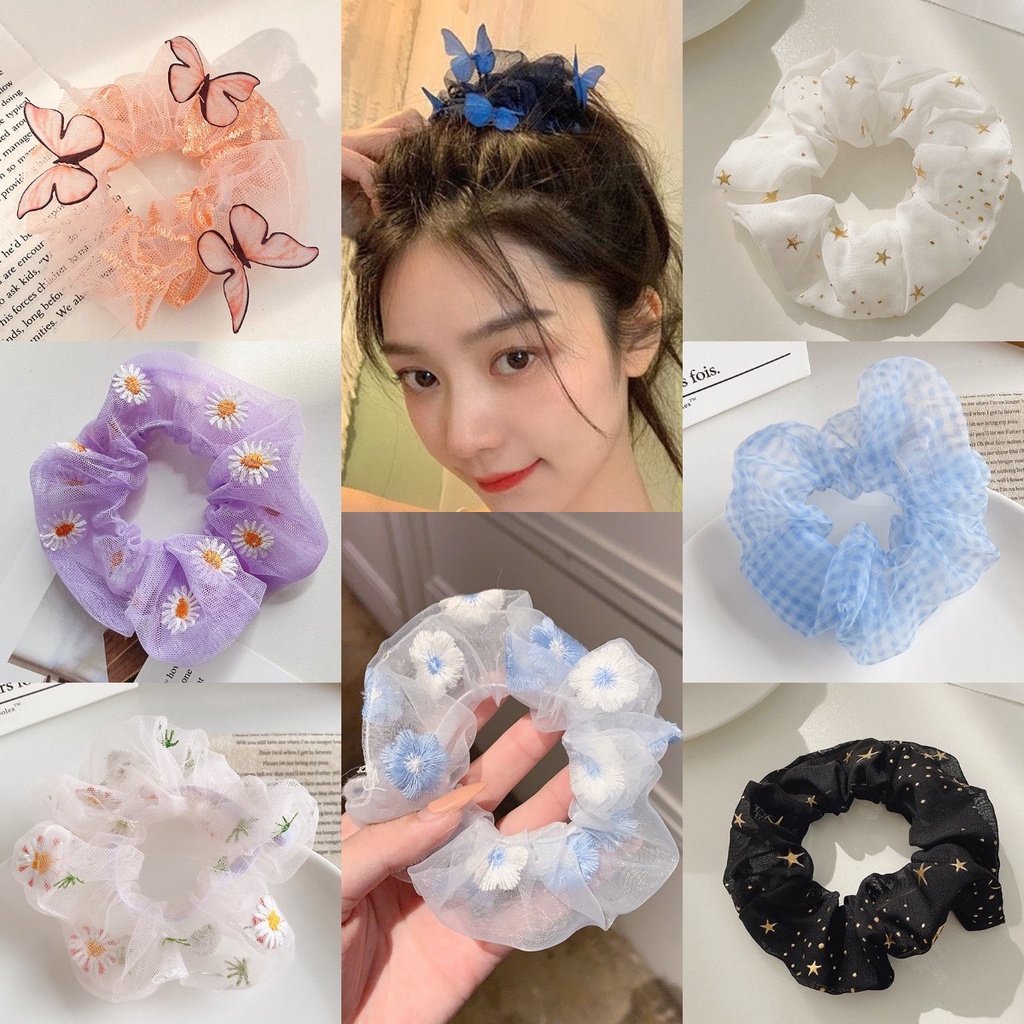 Dây buộc tóc co giãn phong cách thời trang cổ điển Hàn Quốc Vòng tóc dễ thương thắt nơ ruy-băng cô gái