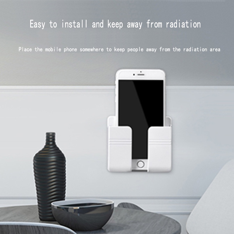 Kệ Dán Tường Để Remote, Đồ Dùng/ Giá Đỡ Sạc Điện Thoại - Có Móc Treo Giữ Dây Điện
