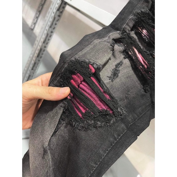 Quần bò Amiri vá vải L.A mẫu mới, jean bò rách gối vá màu chất sịn, Bin Store