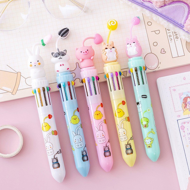 Bút Bi 10 Màu Hình Động Vật Dễ Thương Cho Học Sinh - Văn Phòng ( Shop giao hình ngẫu nhiên)