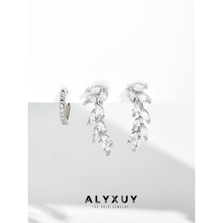 Set 3 Khuyên Tai Mạ Vàng Trắng 14k Đính Đá Thời Trang