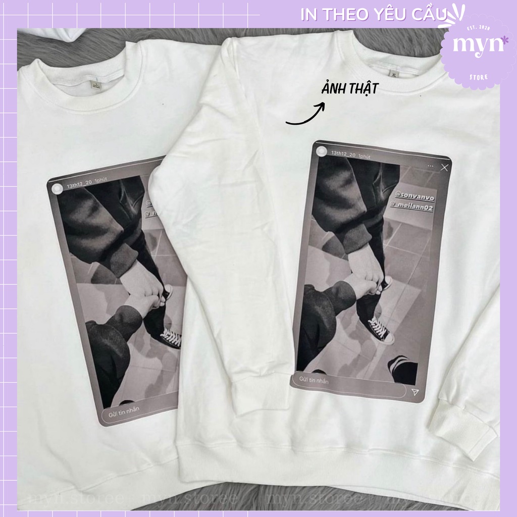 Áo Sweater Trắng In Hình Theo Yêu Cầu, Áo Sweater In Hình Cá Nhân