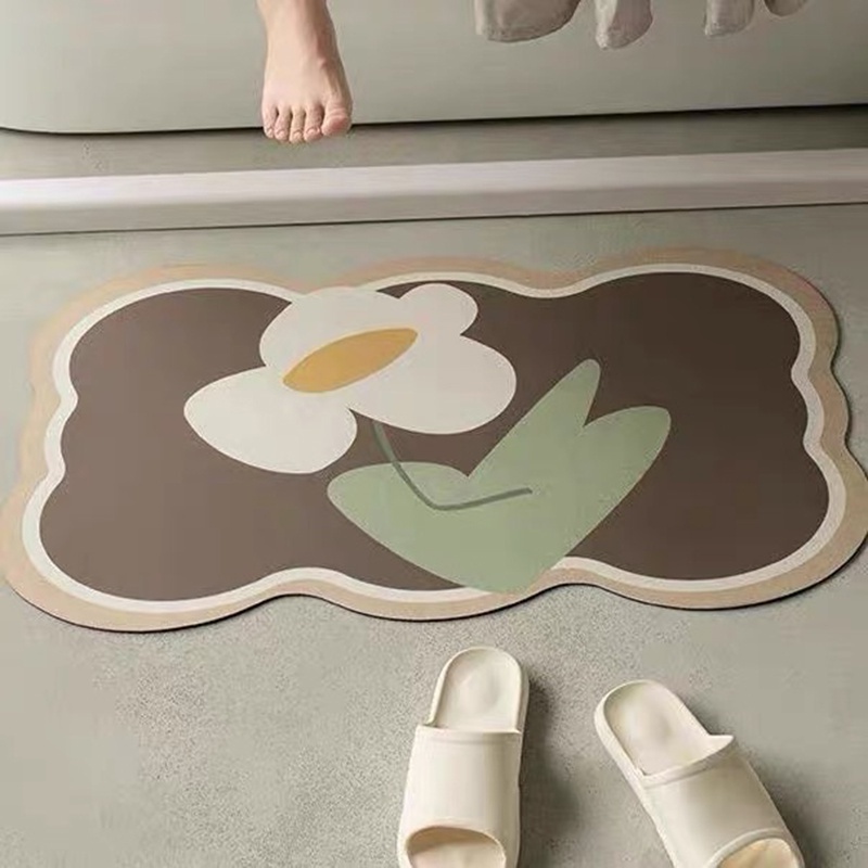 Thảm Chùi Chân Chống Trượt Thấm Hút Tốt Hình Bông Hoa