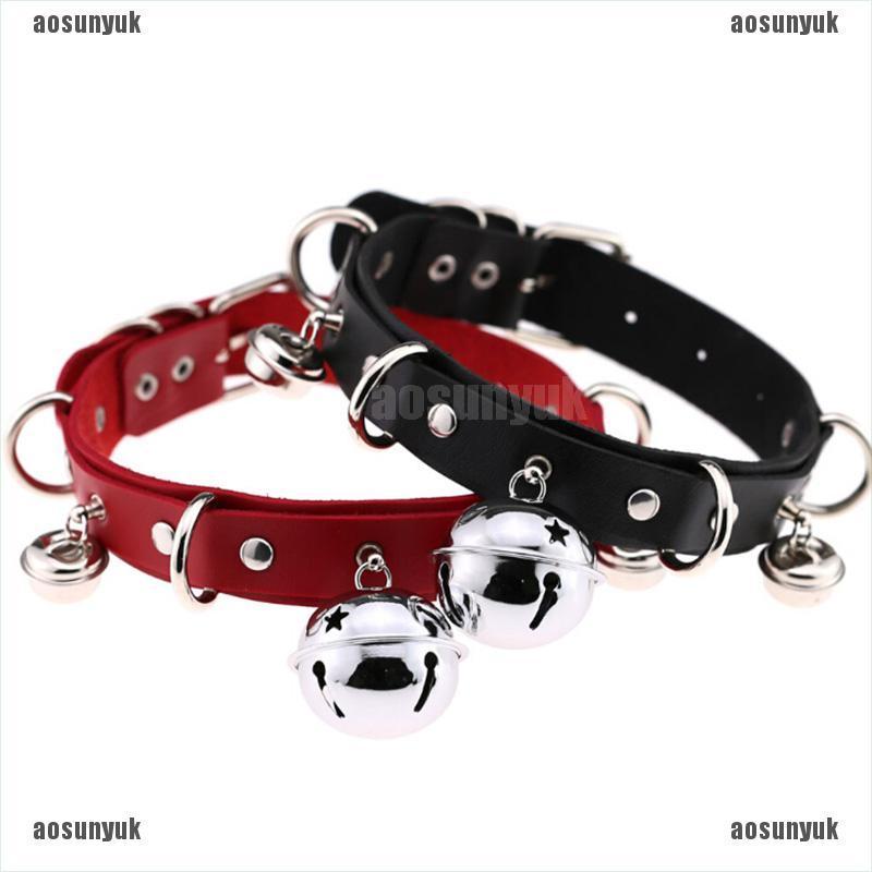 Vòng cổ choker da đính chuông phong cách punk quyến rũ dành cho nữ