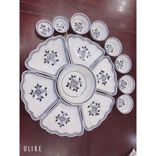 Bộ đĩa mặt trời vẽ hoa móc-15 món
