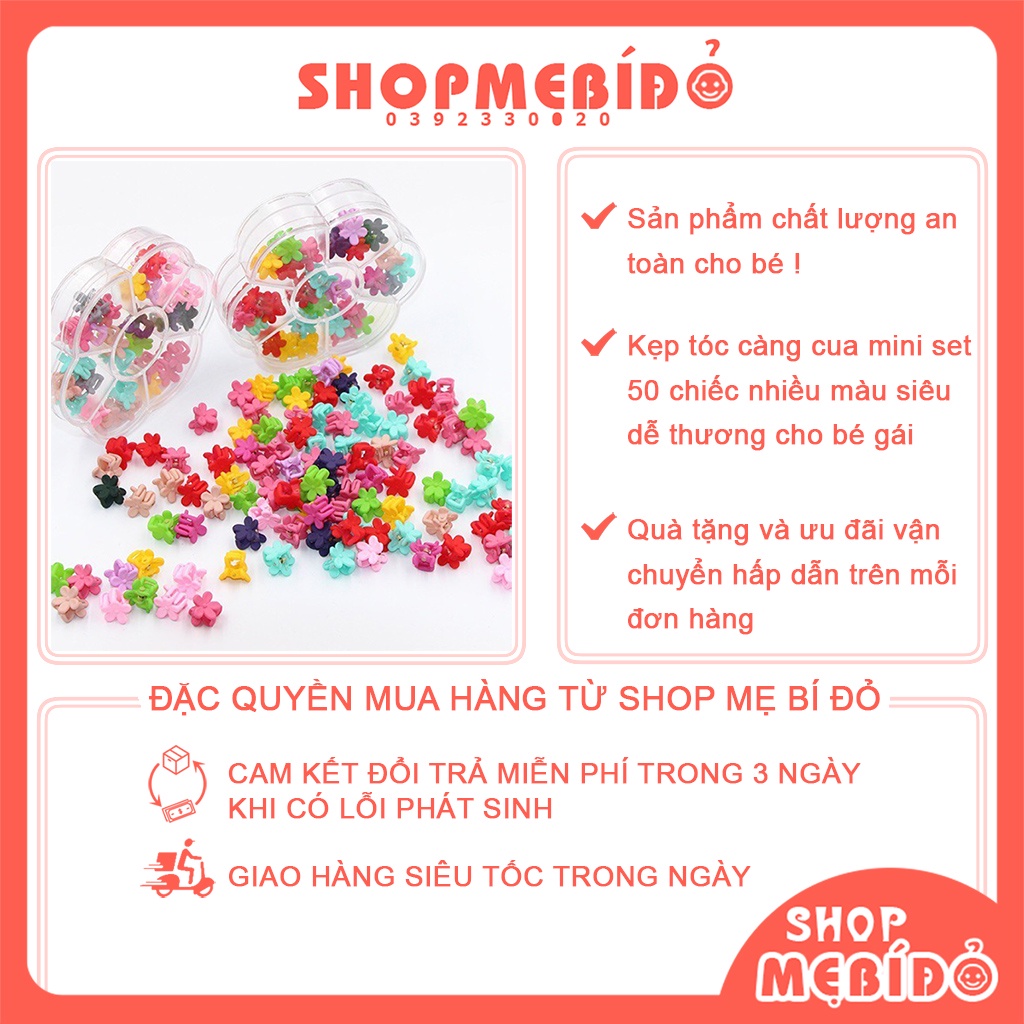 Kẹp Tóc Càng Cua Mini Set 50 Chiếc Nhiều Màu Siêu Dễ Thương Cho Bé Gái Shop Mẹ Bí Đỏ PK50
