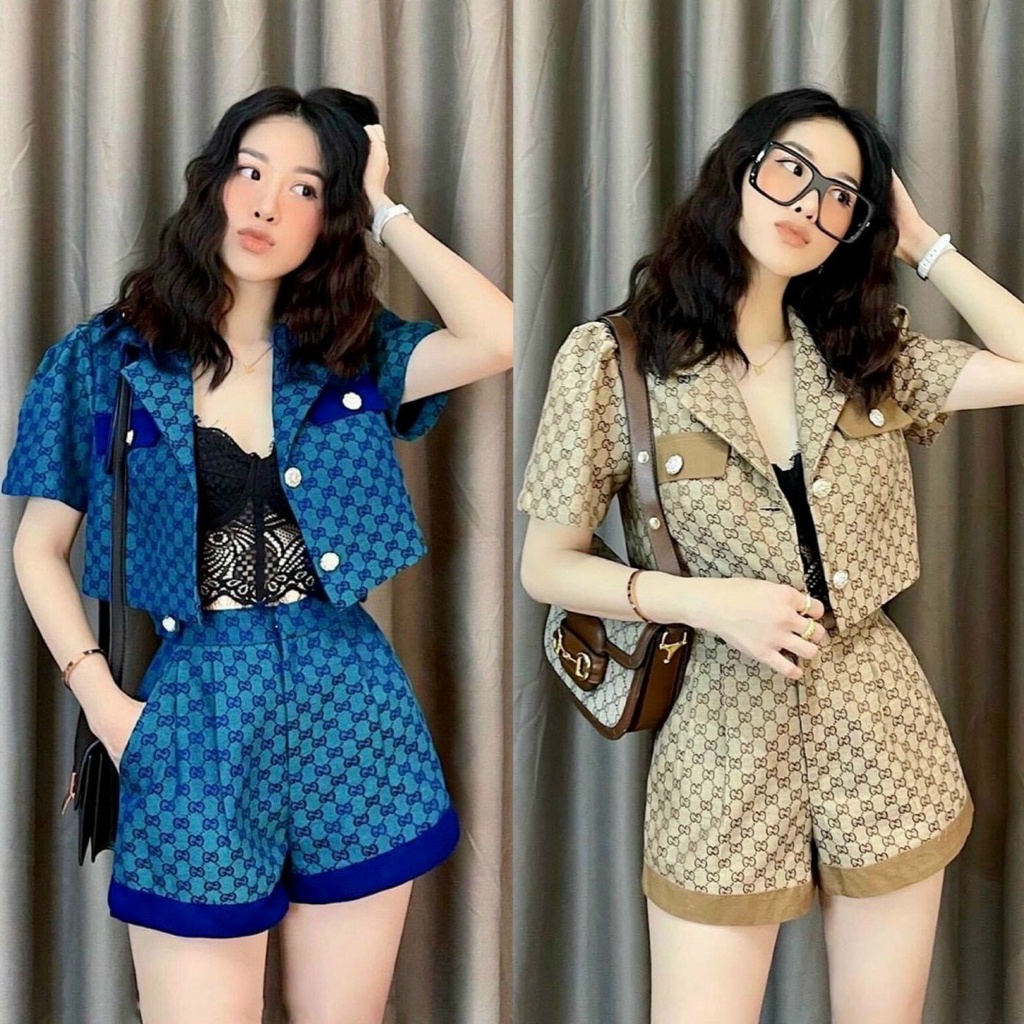 Set bộ đồ nữ áo vest croptop phá cách mix quần ống đứng với các họa tiết chữ xinh xắn, sang chảnh dành cho các tình yêu