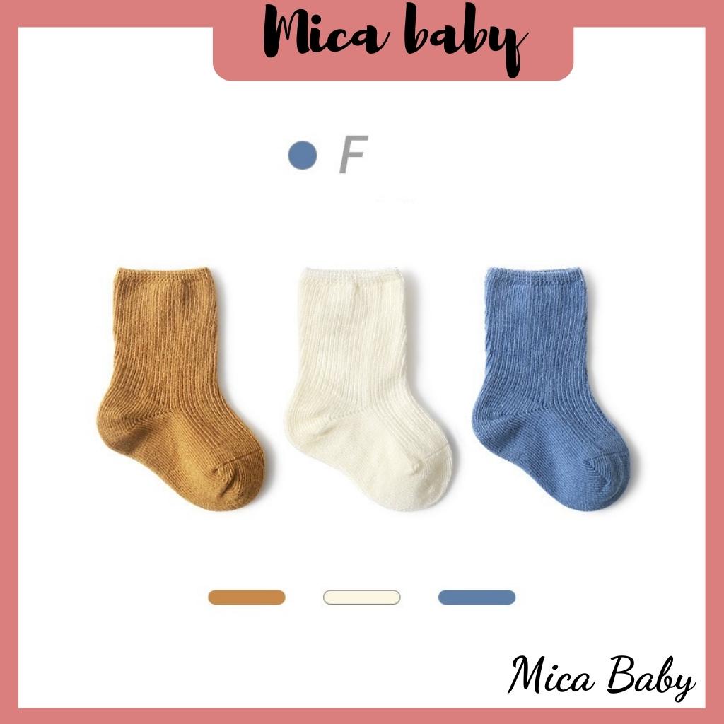 Set 3 đôi tất trơn phong cách hàn quốc dễ thương cho bé Mica baby T04