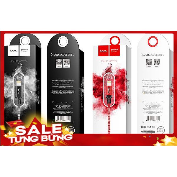Cáp sạc chống đứt siêu bền Hoco X14 Lightning-cáp iphone siêu rẻ