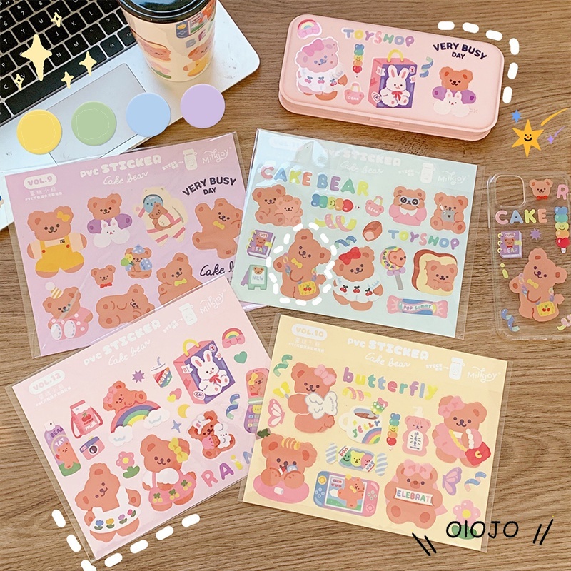 Sticker Dán Trang Trí Sổ Tay Hình Gấu Hoạt Hình Xinh Xắn