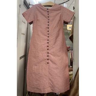 Đầm linen tưng premium suông khuy gỗ