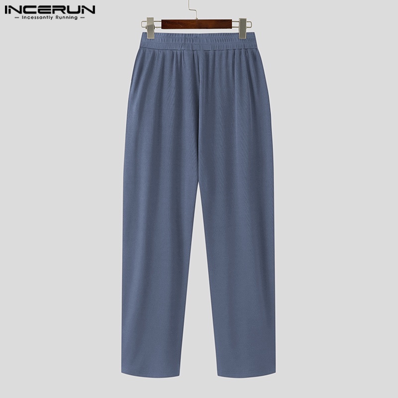 Quần dài INCERUN ống rộng thùng in màu thoải mái thời trang Hàn cho nam