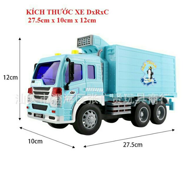 Mô hình xe ô tô chở hàng có thùng đông lạnh đồ chơi trẻ em