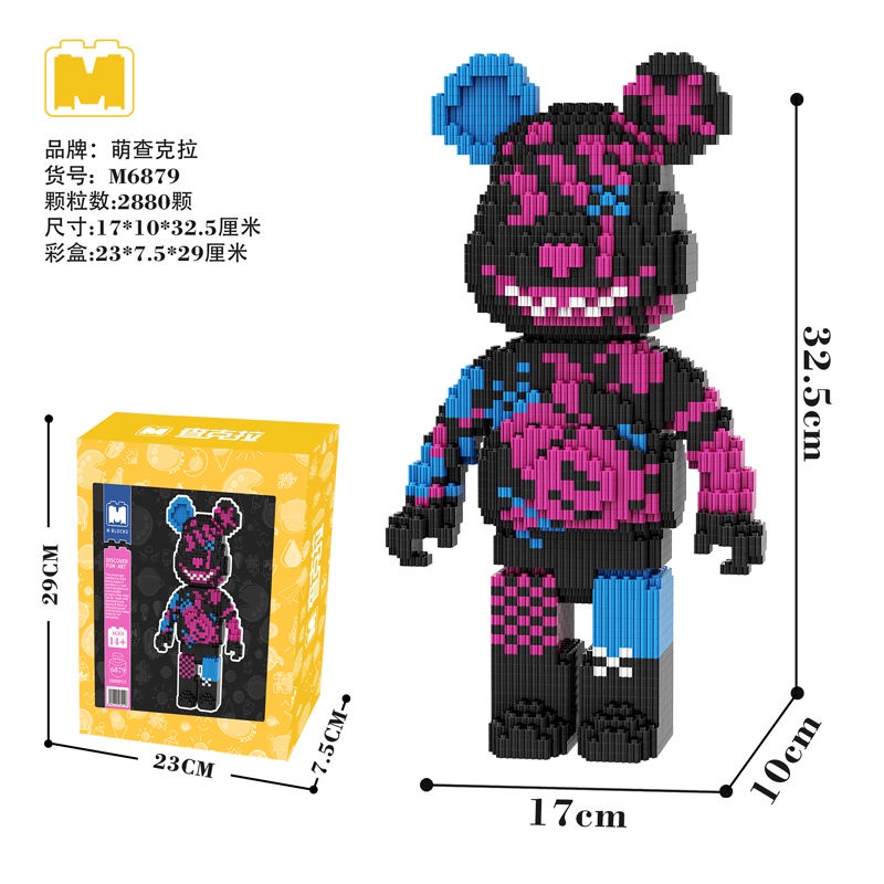 Mô hình lắp ráp gấu Bearbrick Jinx nhân vật liên minh huyền thoại 32.5cm trưng bày trang trí 3D CỰC HOT