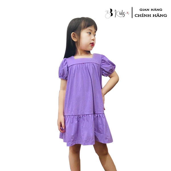 Váy Tay Bồng BB KIDS Chất Cotton Cho Bé Màu Tím Mộng Mơ