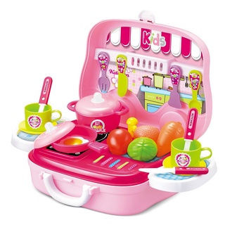 Bộ Đồ Chơi Nấu Ăn Hộp Vali Có Quai Xách Toyshouse màu hồng cho bé