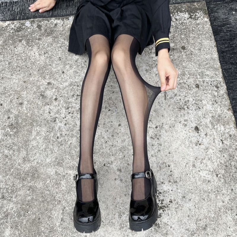 Xiangbao Quần Tất Lụa Mỏng Kẻ Sọc Dọc Hai Bên Phong Cách Lolita Dành Cho Nữ