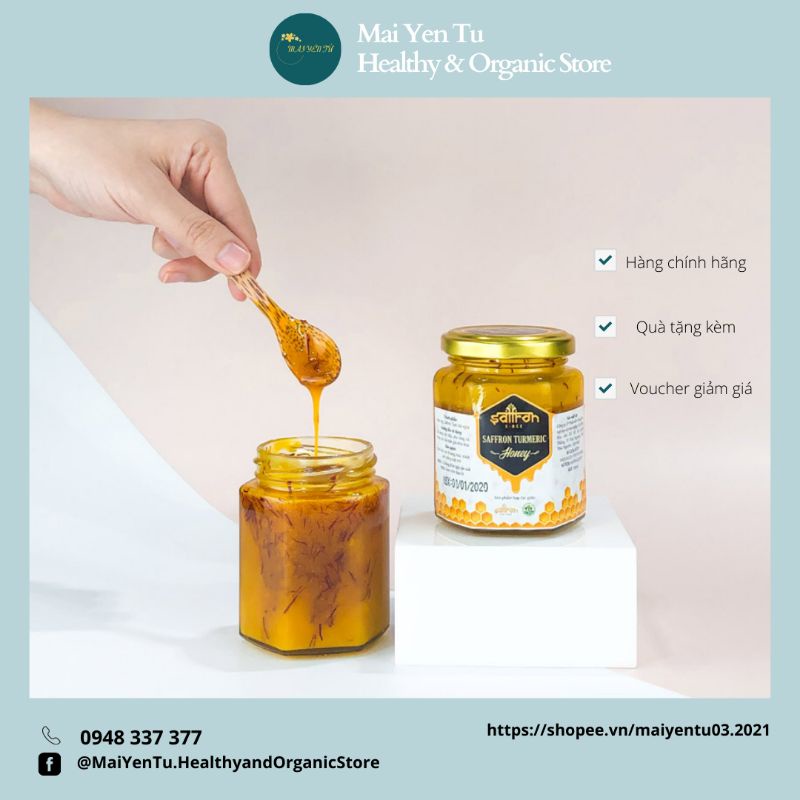 MẬT ONG NGÂM SAFFRON VÀ TINH BỘT NGHỆ HŨ 180ML