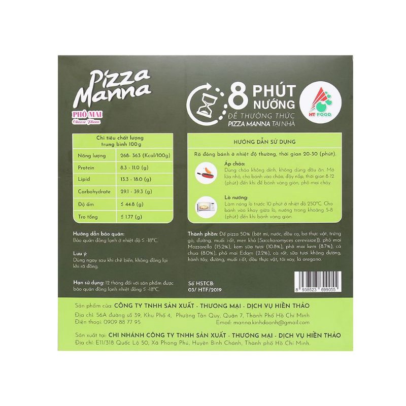 Pizza phô mai Manna hộp 120gr