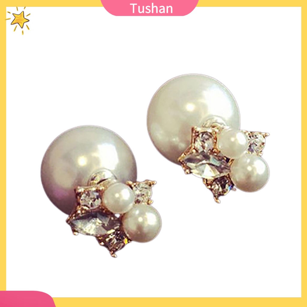 Bông tai đính đá trang trí phía trước và sau dành cho nữ