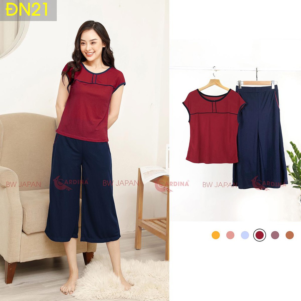 Đồ bộ nữ CARDINA chất cotton Nhật cao cấp quần ống sớ áo cộc tay mềm mại thoáng mát DN2.