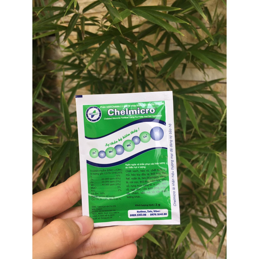 Chống vàng lá, xoắn lá rụng hoa trái, ngộ độc cây trồng - Vi lượng tổng hợp từ Châu Âu CHELMICRO gói 2g