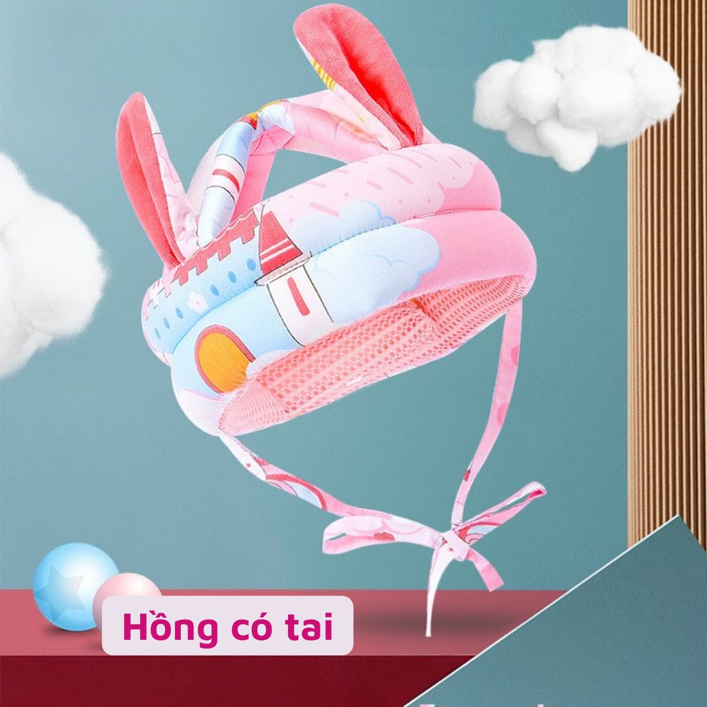 Mũ bảo hiểm bảo vệ đầu cho bé tập đi có tai siêu dễ thương