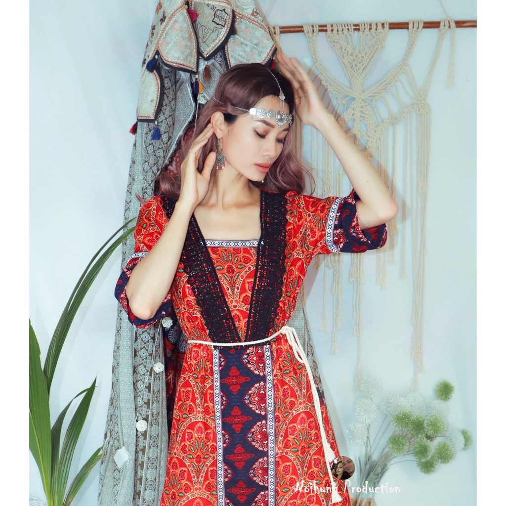 Đầm Váy Bohemian thổ cẩm maxi vintage babydoll ulzzang boho dáng dài suông rộng xòe đi biển đẹp rẻ bigsize bầu hotgirl