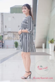 Đầm bầu sọc đen trắng
