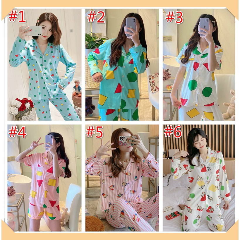 Đồ Ngủ Pijama Tay Dài In Hình Shin Cậu Bé Bút Chì Đáng Yêu