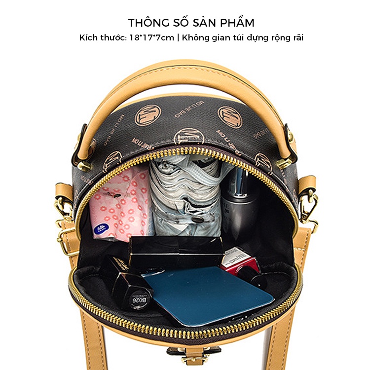 [Hot Trend] Túi Hộp Tròn Móc Hoa Phối Họa Tiết Cá Tính C955