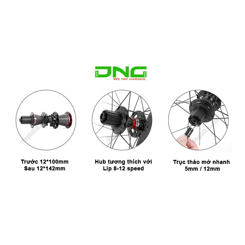 Vành bộ xe đạp đua Carbon Retrospec Racing RS-DB24 50mm hub carbon phanh đĩa