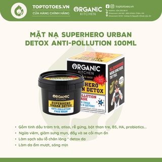 Mặt nạ Organic Kitchen Selfie-mask Superhero Urban Detox Anti-pollution detox da, làm sạch sâu, giảm viêm mụn