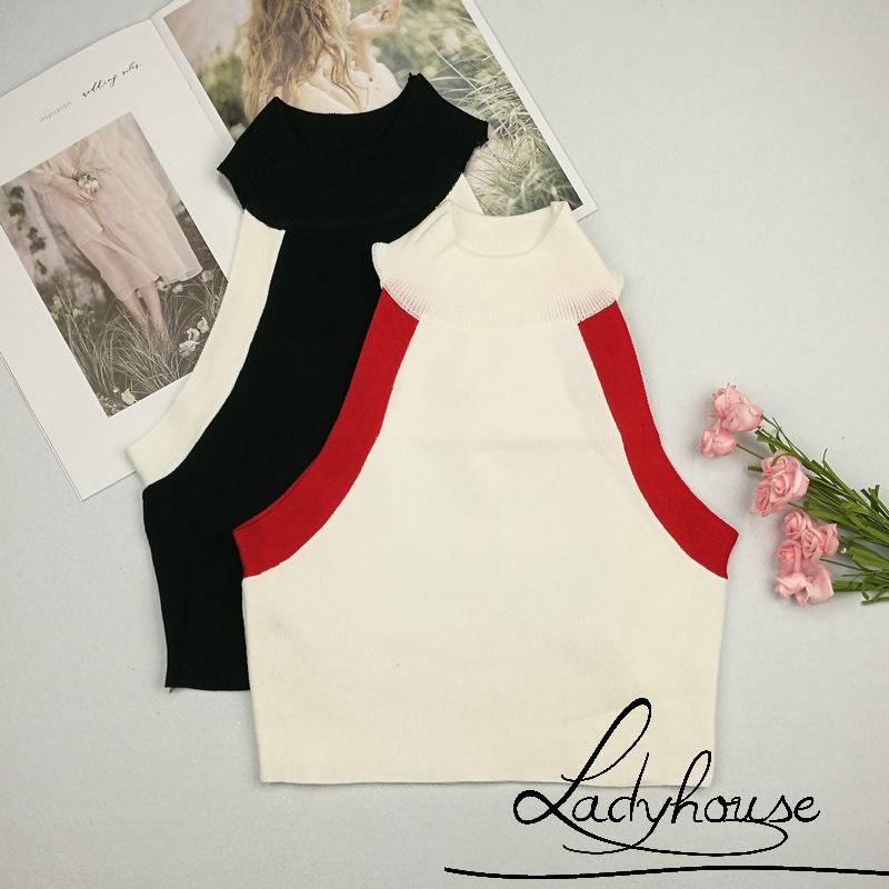 Áo Croptop Dệt Kim Cổ Tròn Màu Sắc Cầu Vồng Thời Trang Mùa Hè Cho Nữ