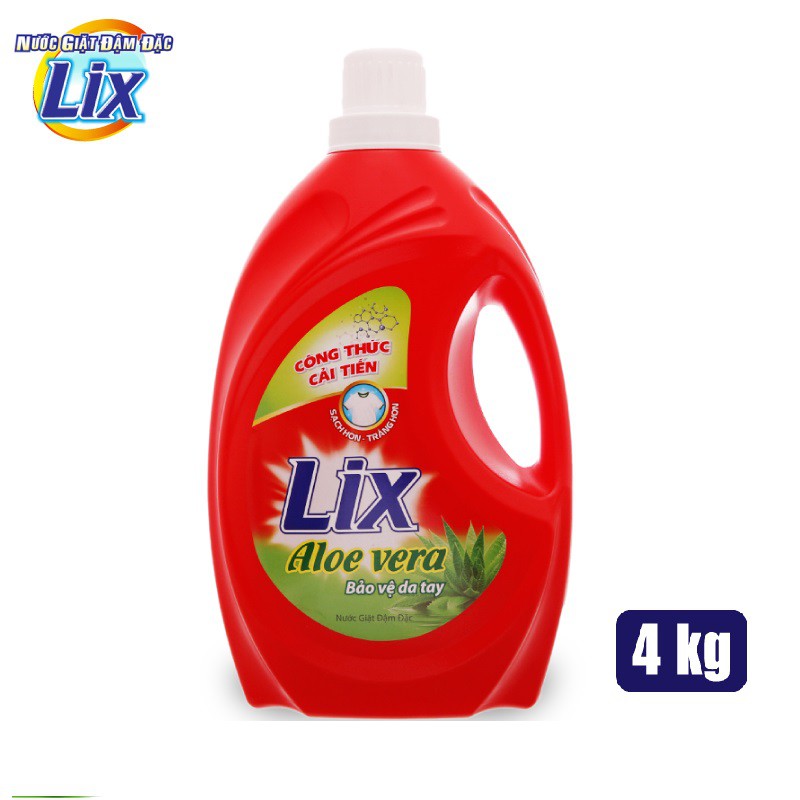 Nước giặt Lix Đậm Đặc Nha Đam Chai 3.6Kg - Bảo Vệ Da Tay - NG400
