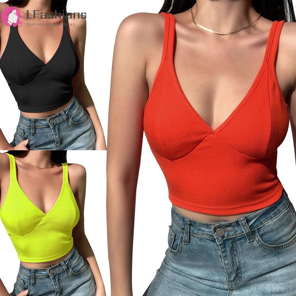 Thời Trang Áo Tank Top Cổ Chữ V Khoét Sâu Thiết Kế Hở Lưng Quyến Rũ