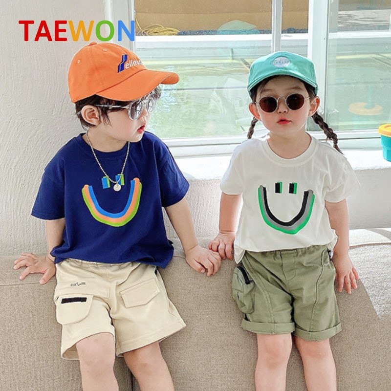 Áo bé trai bé gái Hàn Quốc mùa hè cotton xuất xịn trẻ em từ 1 đến 6 tuổi Taewon Kids AT019